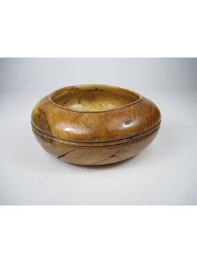 Bill Millis Handcrafted Spalted Oak Wood Bowl Rustic Decorative Artisan Studio
